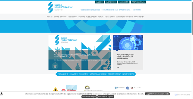 Security scan screenshot of https://www.ordineveterinarisa.it/