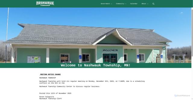 Security scan screenshot of https://nashwauktownshipmn.gov/