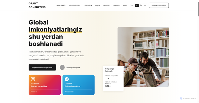 Security scan screenshot of http://grant-consulting.uz/uz/