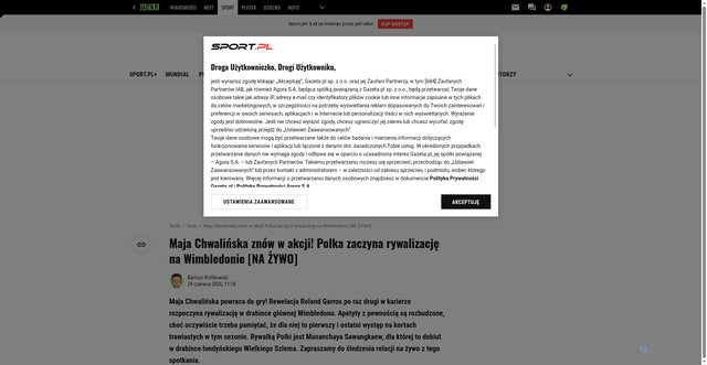 Security scan screenshot of https://www.sport.pl/tenis/14,64987,32884044.html