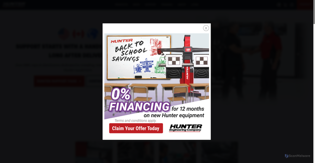 Security scan screenshot of https://www.hunter.com