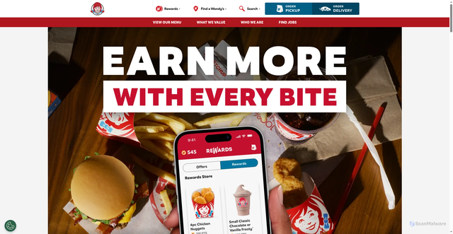 Security scan screenshot of https://m-wendys.app.link