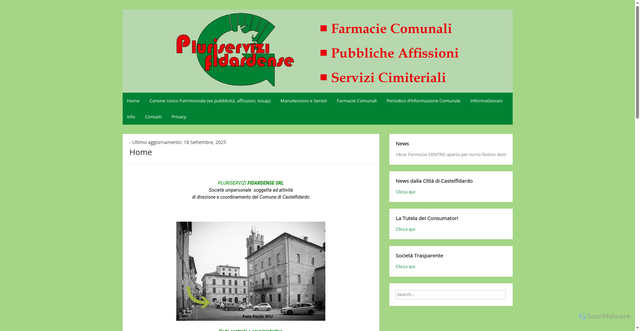 Security scan screenshot of https://www.pluriservizifidardense.it/