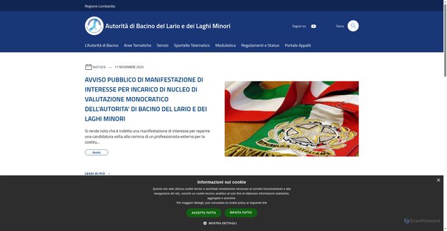 Security scan screenshot of https://www.autoritabacinolario.it/it