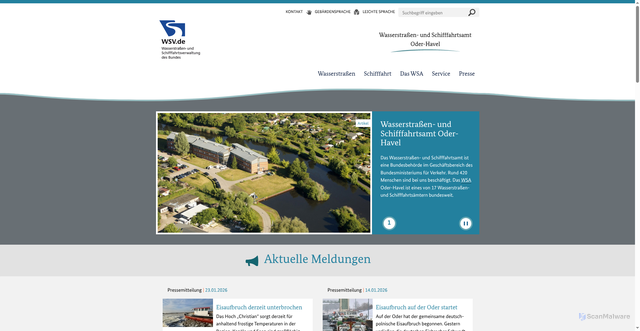 Security scan screenshot of https://www.wsa-oder-havel.wsv.de/Webs/WSA/Oder-Havel/DE/Startseite/startseite_node.html