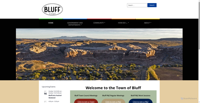 Security scan screenshot of https://townofbluffutah.gov/