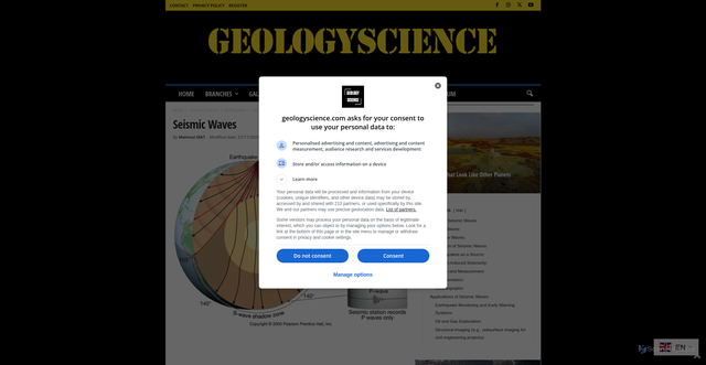 Security scan screenshot of https://geologyscience.com/natural-hazards/earthquakes/seismic-waves/