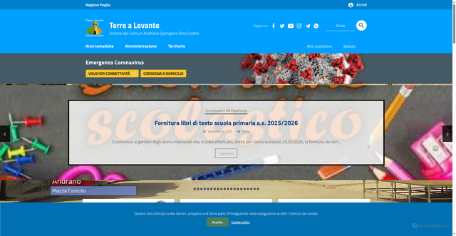 Security scan screenshot of https://www.unionecomuniandranodisospongano.it/portale/