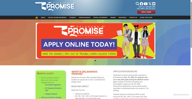 Security scan screenshot of https://okpromise.org/