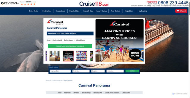 Security scan screenshot of https://www.cruise118.com/cruise-line/carnival-cruise-line/carnival-panorama