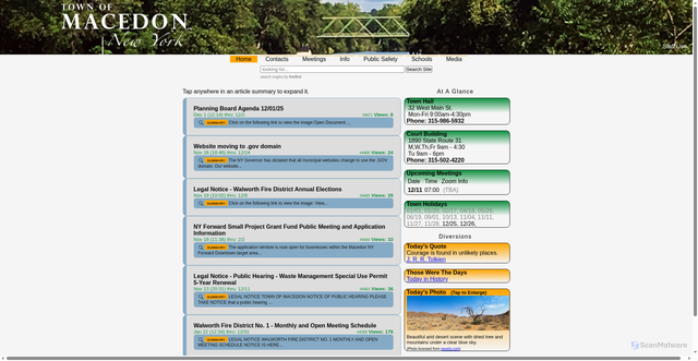 Security scan screenshot of https://macedontown.gov/