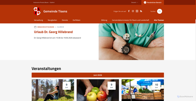 Security scan screenshot of https://www.gemeinde.tisens.bz.it
