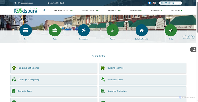 Security scan screenshot of https://www.reedsburgwi.gov/