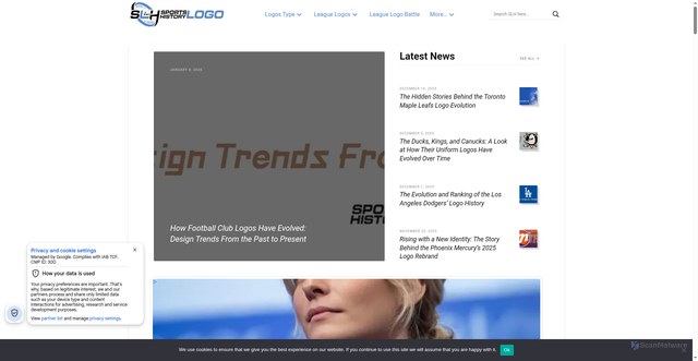 Security scan screenshot of https://sportslogohistory.com