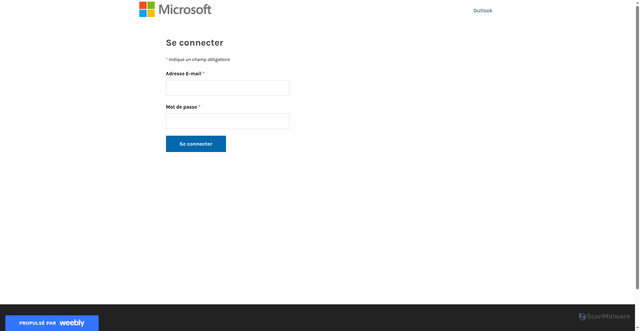Security scan screenshot of https://connexioncompteoutlook.weebly.com/