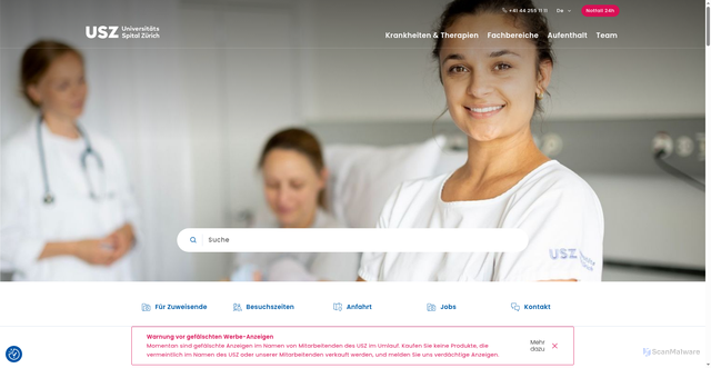 Security scan screenshot of https://usz.ch