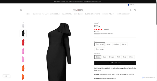 Security scan screenshot of https://vaudden.com/products/regal