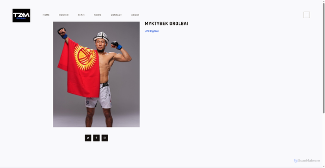 Security scan screenshot of https://tamglobalmma.com/team/myktybek-orolbai/