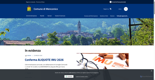 Security scan screenshot of https://www.comune.menconico.pv.it