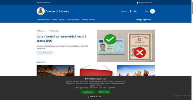 Security scan screenshot of https://www.comune.bellusco.mb.it