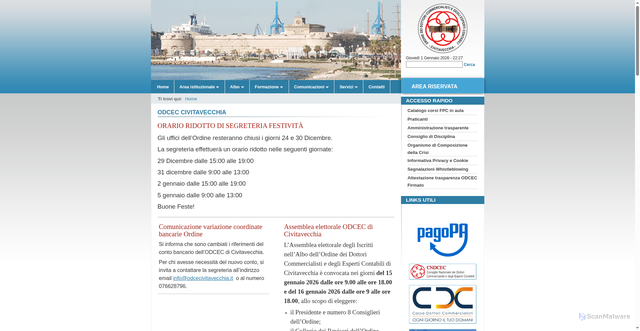 Security scan screenshot of https://www.odceccivitavecchia.it/