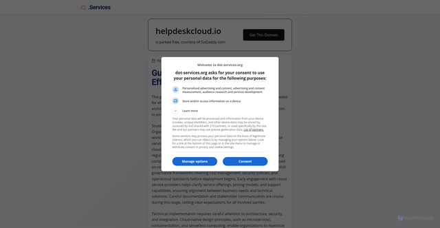 Security scan screenshot of https://helpdeskcloud.io