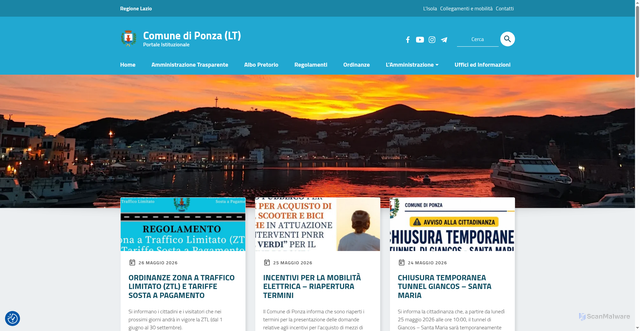 Security scan screenshot of https://www.comune.ponza.lt.it