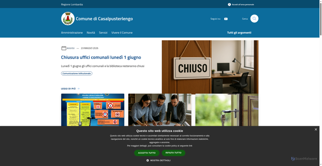 Security scan screenshot of https://www.comune.casalpusterlengo.lo.it