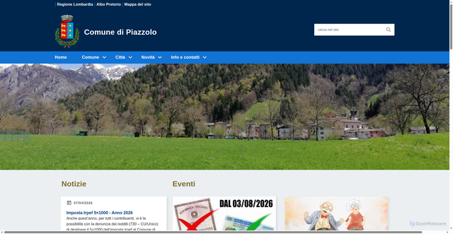 Security scan screenshot of https://www.comune.piazzolo.bg.it