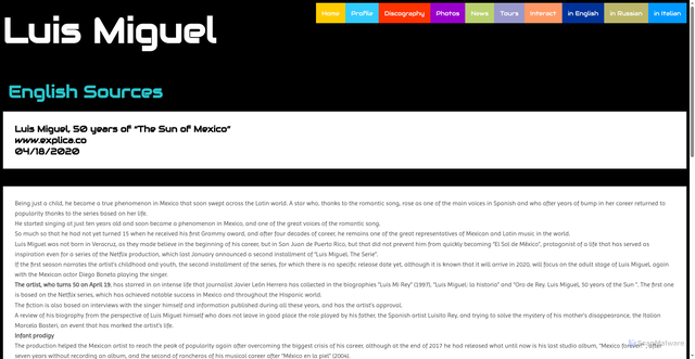 Security scan screenshot of http://www.luismiguelsite.com/pubhtml/ingles/luis50years.htm