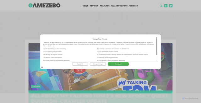 Security scan screenshot of https://www.gamezebo.com
