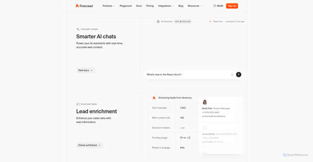 Security scan screenshot of https://www.firecrawl.dev/