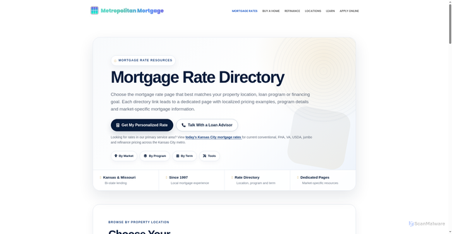 Security scan screenshot of https://www.emetropolitan.com/interest-rates/