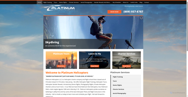 Security scan screenshot of https://flyplatinumhelicopters.com/