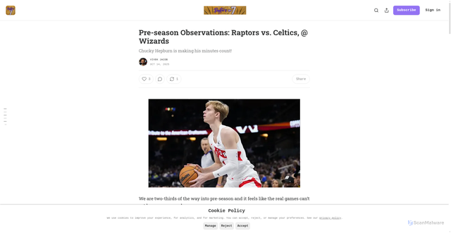 Security scan screenshot of https://raptorsinseven.substack.com/p/pre-season-observations-raptors-vs-825