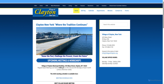 Security scan screenshot of https://www.villageofclaytonny.gov/