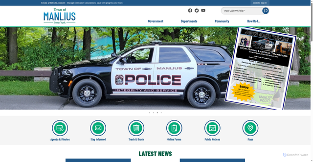 Security scan screenshot of https://www.townofmanlius.org/