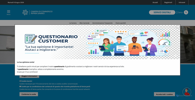 Security scan screenshot of https://www.irpiniasannio.camcom.it/