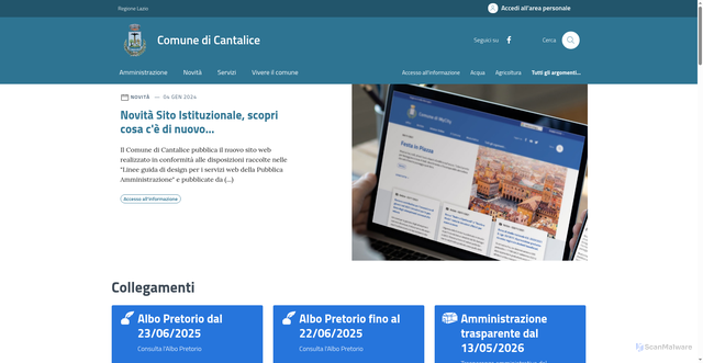 Security scan screenshot of https://www.comune.cantalice.ri.it