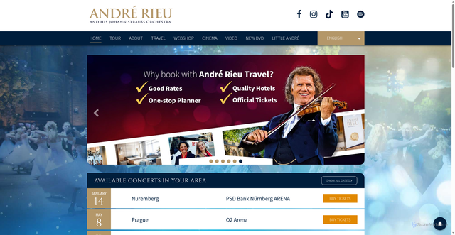 Security scan screenshot of https://andrerieu.com