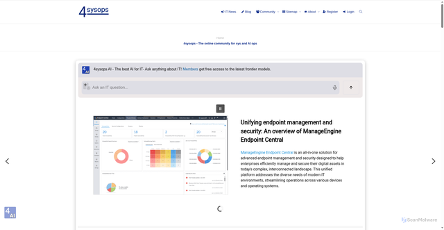 Security scan screenshot of https://4sysops.com