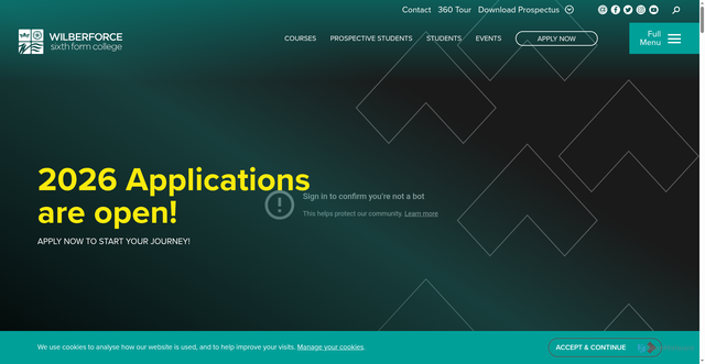 Security scan screenshot of https://wilberforce.ac.uk/