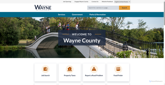 Security scan screenshot of https://www.waynecountymi.gov/