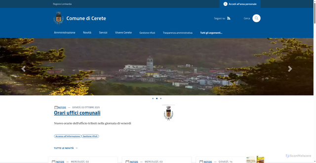 Security scan screenshot of https://www.comune.cerete.bg.it/
