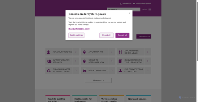 Security scan screenshot of https://www.derbyshire.gov.uk/home.aspx