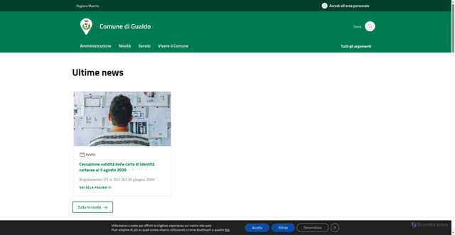 Security scan screenshot of https://www.comune.gualdo.mc.it