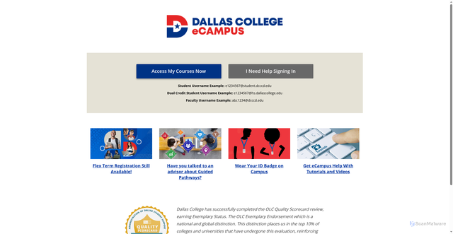 Security scan screenshot of https://ecampus.dallascollege.edu