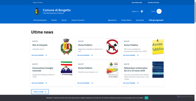 Security scan screenshot of https://www.comune.borgetto.pa.it/