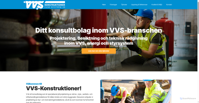 Security scan screenshot of https://vvskonstruktioner.se
