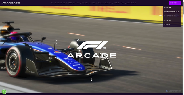 Security scan screenshot of https://f1arcade.com/us/vegas
